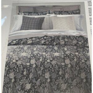 NEW Ralph Lauren Avery Duvet Cover Full Queen Gray Charcoal Chrysanthemum Floral